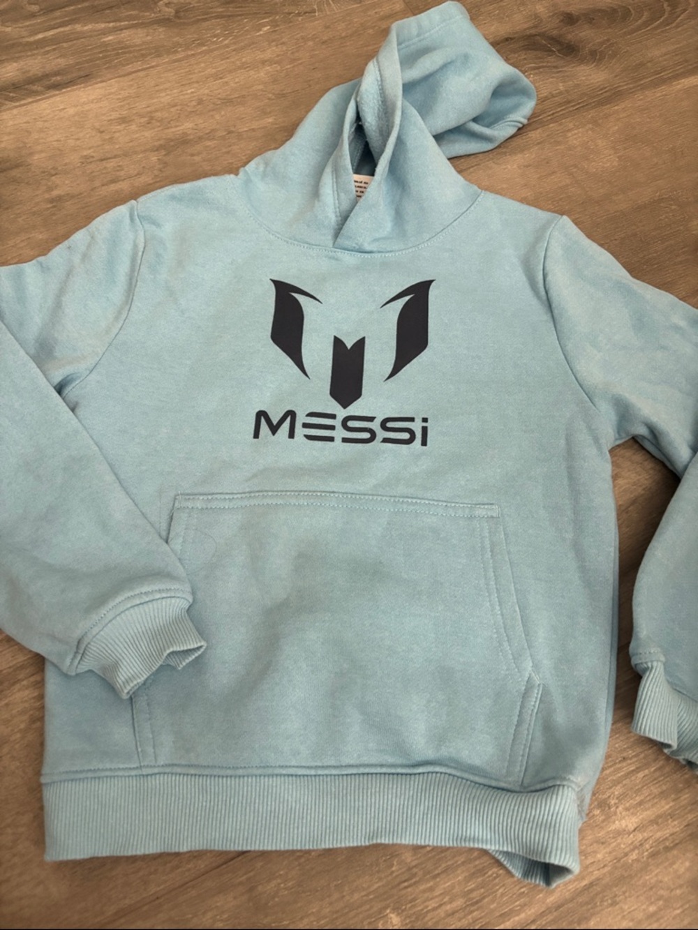 Logo Light Blue KIDS Hoodie Sweatshirt- MESSI